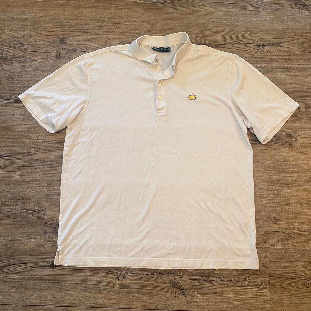 Masters Collection Men's size Large White 100% Pima Cotton Polo Golf‎ Shirt